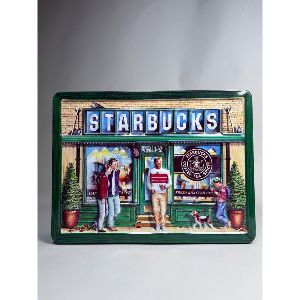 Vintage Starbucks Tin 1912 Pike Place Seattle Washington Biscuit Storage Tin